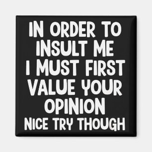 In Order To Insult Me I Must First Value Your  Magnet
