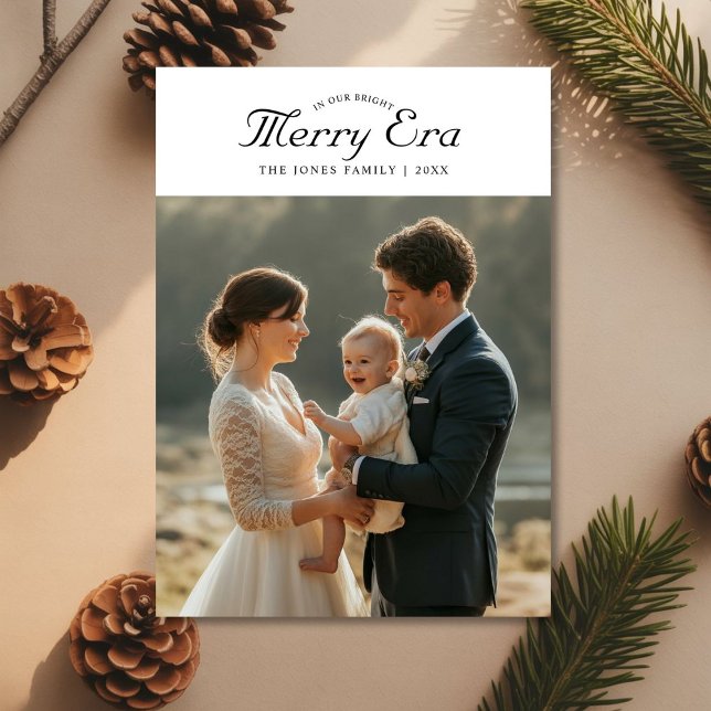 In Our Bright Merry Era Modern Couple Christmas Ca Holiday Card (Creator Uploaded)