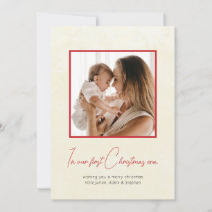 In Our First Christmas Era Beige 1 Photo New Baby Holiday Card