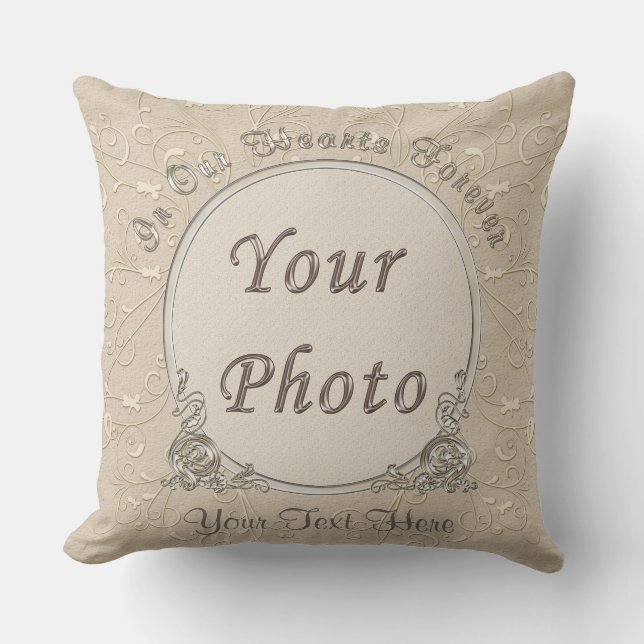 In Our Hearts Forever Photo Memorial Pillows (Front)