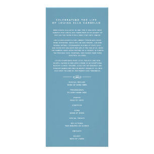 In our hearts funeral program white and blue rack card