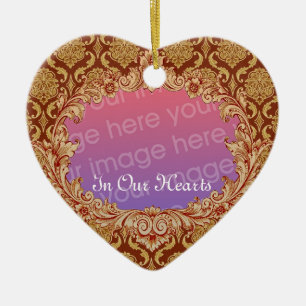 In Our Hearts Memorial Tribute Gold Damask Ceramic Tree Decoration