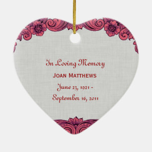 In Our Hearts Memorial Tribute Red Vintage V5 Ceramic Tree Decoration