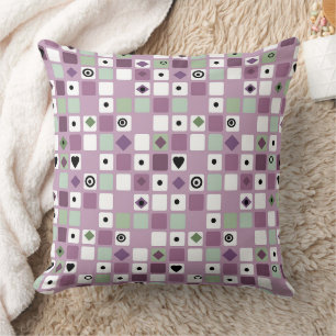 In pinkish lilac tones, geometric pattern cushion