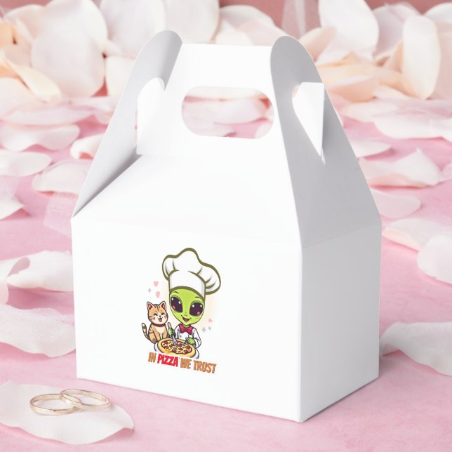 In Pizza We Trust Alien Chef Art Favour Box (Wedding)
