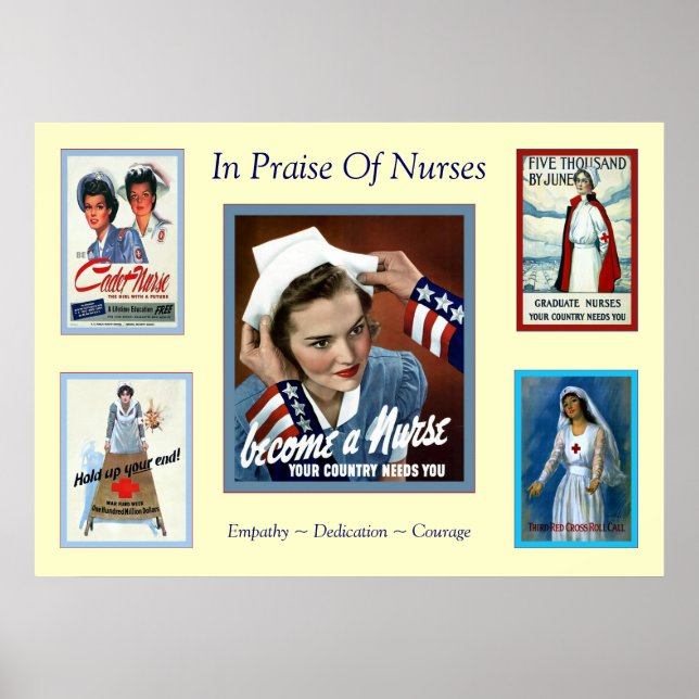 In Praise of Nurses ~ Vintage Nurse Poster (Front)