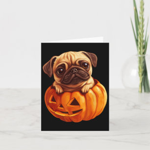 In Pumpkin Halloween Pugkin Cute Pug Halloween Card