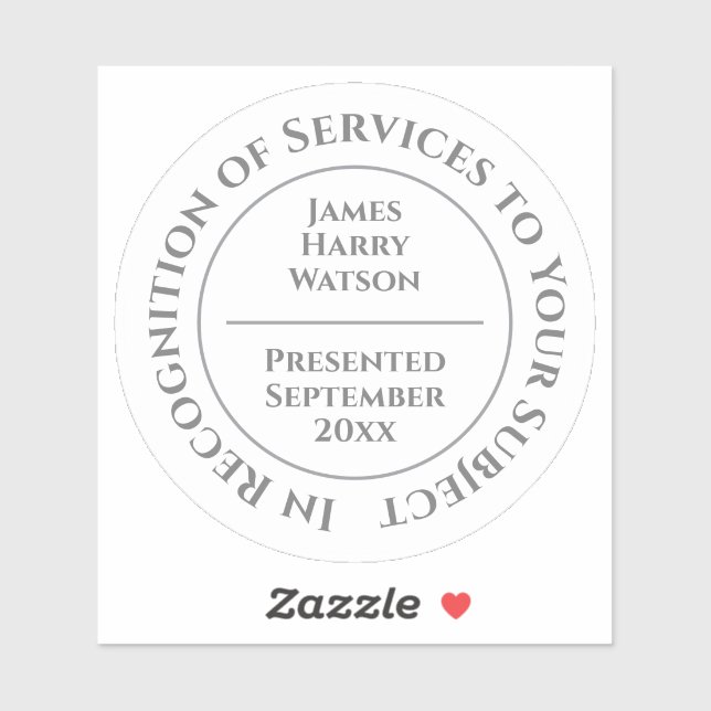 In Recognition of Services to Something (Sheet)