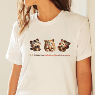 "In relationship with my cat" Cute paper kittens T-Shirt