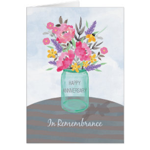 In Remembrance Anniversary Jar Vase with Flowers