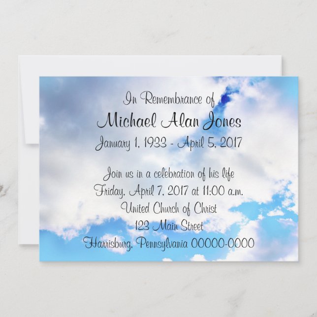 In Remembrance of Memorial Service Announcement (Front)