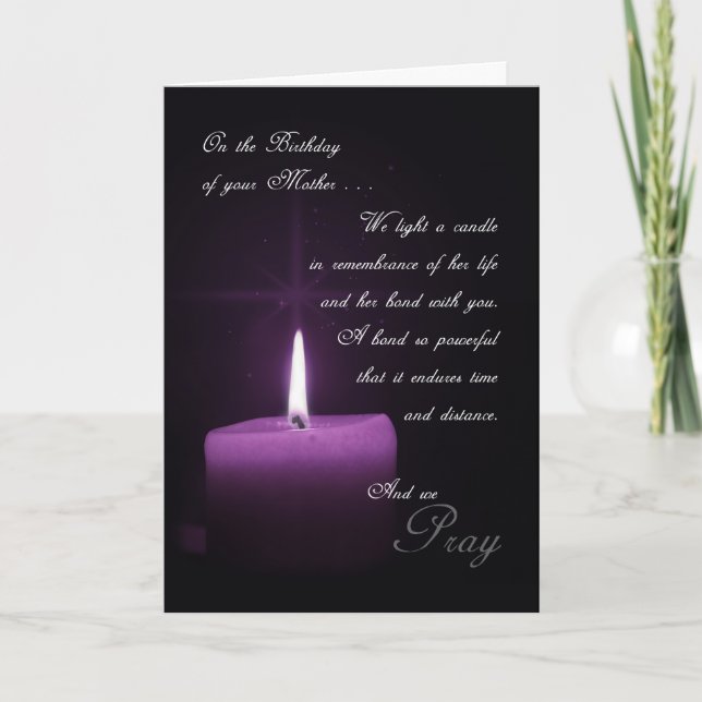 In Remembrance of Mother's Birthday Purple Candle Card (Front)