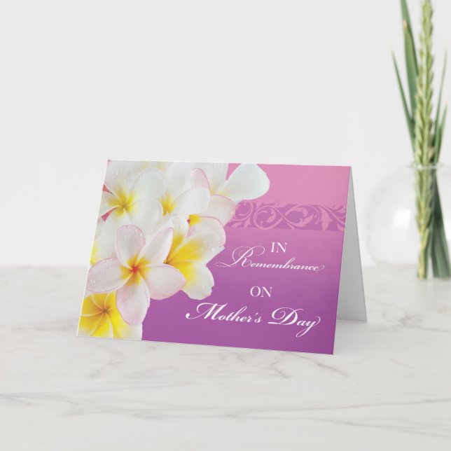 In Remembrance on Mothers Day Flowers and Swirls Card (Front)
