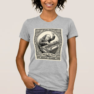 In Rock We Trust 100 Rocks Franklin Keyboardist  T-Shirt