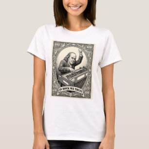 In Rock We Trust 100 Rocks Franklin Keyboardist T-Shirt