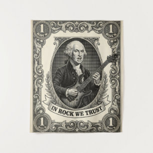 In Rock We Trust 1 Rock Washington Guitar Vintage  Tapestry