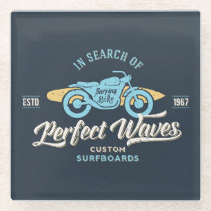 In Search Of Perfect Waves Poster Glass Coaster