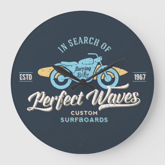 In Search Of Perfect Waves Poster Large Clock (Front)