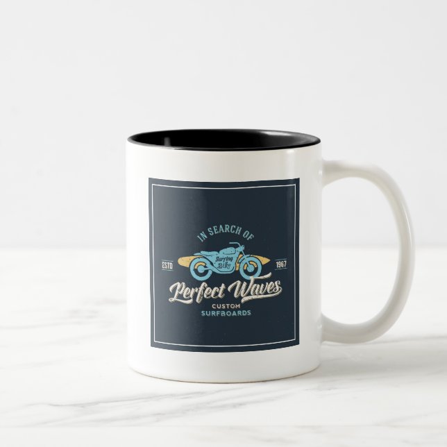In Search Of Perfect Waves Poster Two-Tone Coffee Mug (Right)