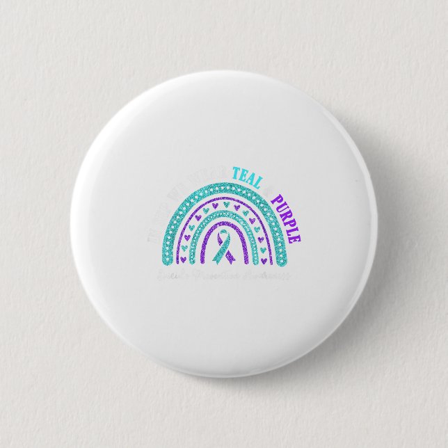 In Sep Wear Teal And Purple Suicide Prevention Awa 6 Cm Round Badge (Front)