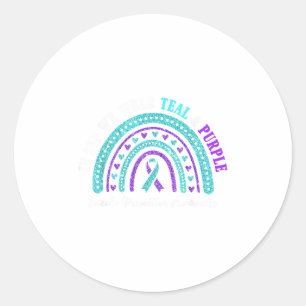 In Sep Wear Teal And Purple Suicide Prevention Awa Classic Round Sticker