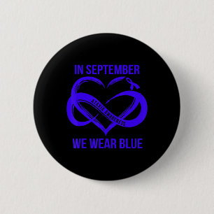 In September We Wear Blue Ataxia Awareness Ribbon  6 Cm Round Badge