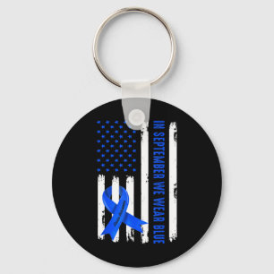 In September We Wear Blue Ribbon Ataxia Awareness  Key Ring