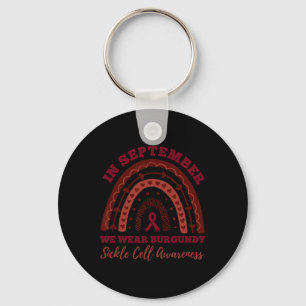 In September We Wear Burgundy Rainbow Sickle Cell Key Ring
