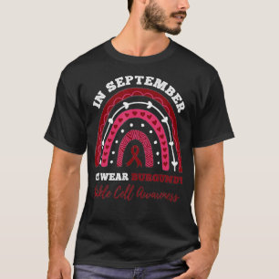 In September We Wear Burgundy Sickle Cell Awarenes T-Shirt