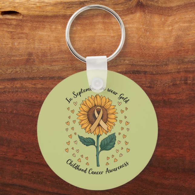 In September We Wear Gold Childhood Cancer Aware Key Ring (Front)