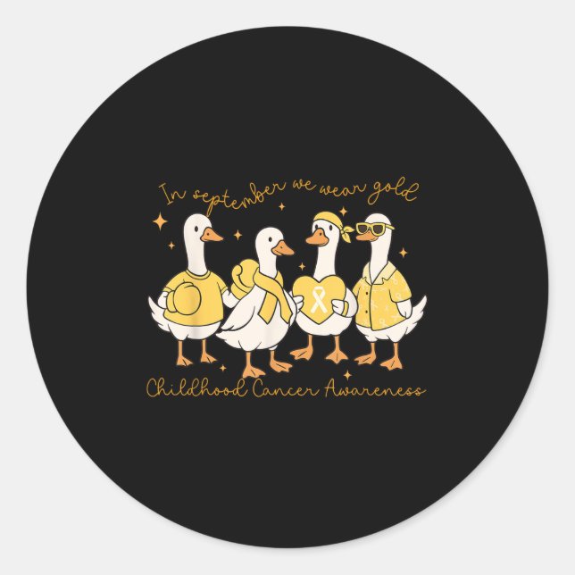 In September We Wear Gold Childhood Cancer Awarene Classic Round Sticker (Front)