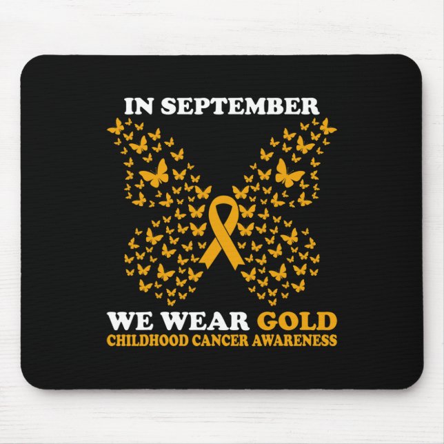 In September We Wear gold Childhood Cancer Awarene Mouse Mat (Front)