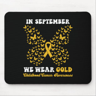 In September We Wear gold Childhood Cancer Awarene Mouse Mat