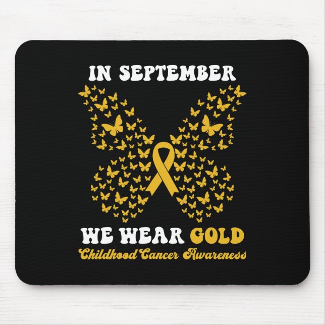 In September We Wear gold Childhood Cancer Awarene Mouse Mat (Front)