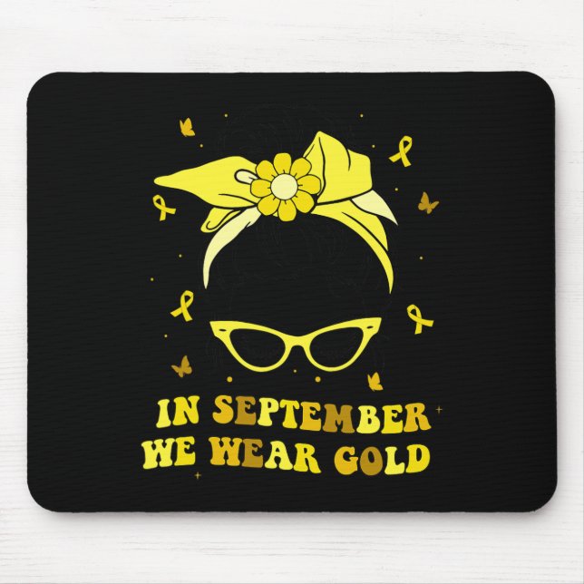 In September We Wear Gold Childhood Cancer Awarene Mouse Mat (Front)