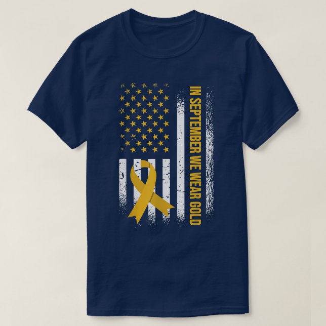 In September We Wear Gold Childhood Cancer Awarene T-Shirt (Design Front)