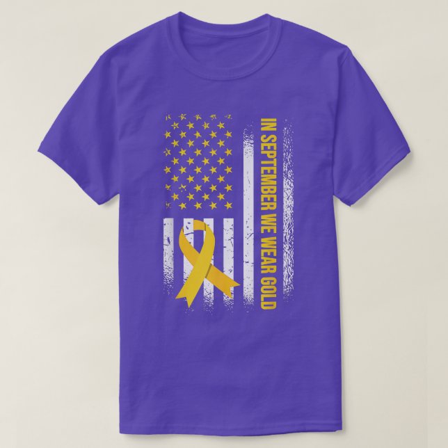 In September We Wear Gold Childhood Cancer Awarene T-Shirt (Design Front)