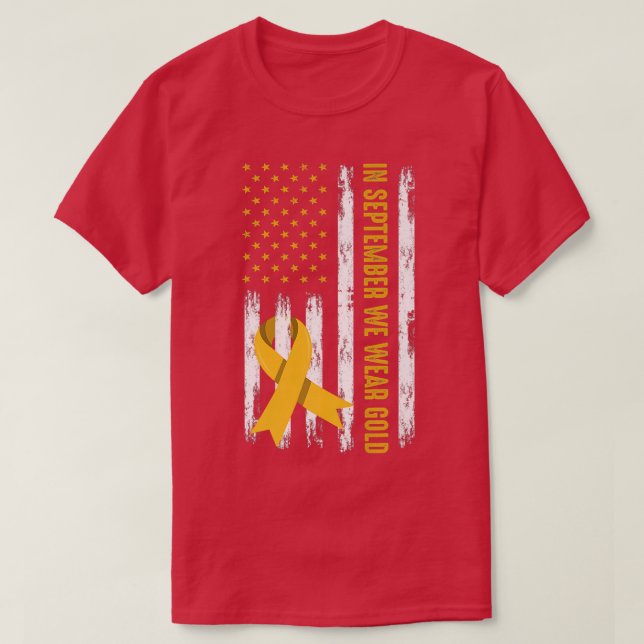 In September We Wear Gold Childhood Cancer Awarene T-Shirt (Design Front)