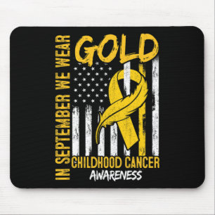 In September We Wear Gold Flag Ribbon Childhood Ca Mouse Mat