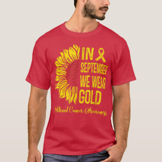 In September We Wear Gold Floral Childhood Cancer  T-Shirt