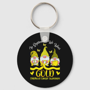 In September We Wear Gold Gnomes Childhood Cancer Key Ring
