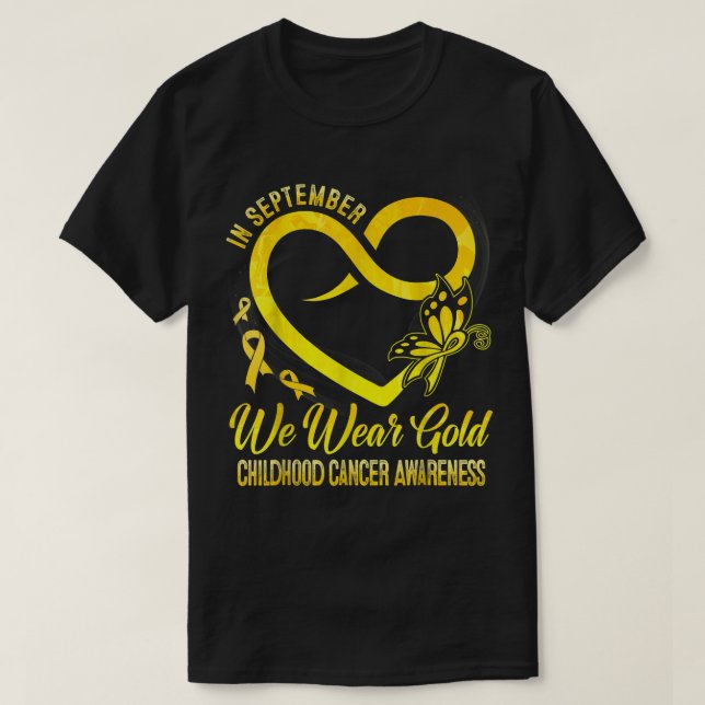 In September We Wear Gold Golden Ribbon Childhood  T-Shirt (Design Front)