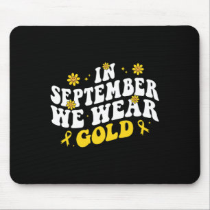 In September We Wear Gold Groovy Childhood Cancer Mouse Mat