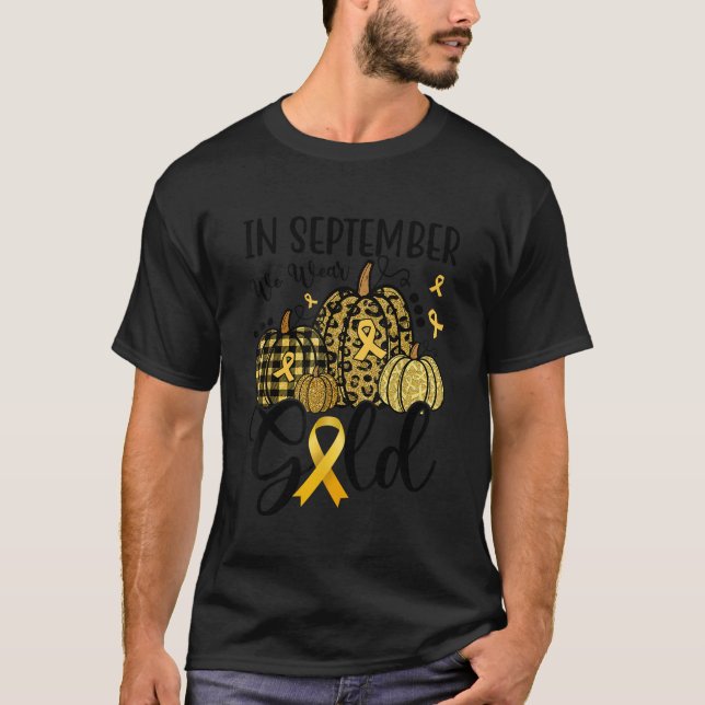 In September We Wear Gold Leopard Pumpkin Childhoo T-Shirt (Front)