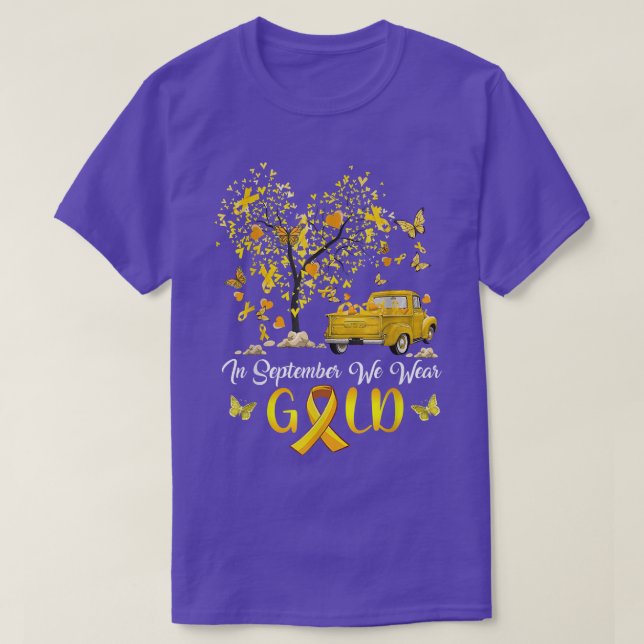 In September We Wear Gold Pumpkin Truck Childhood  T-Shirt (Design Front)