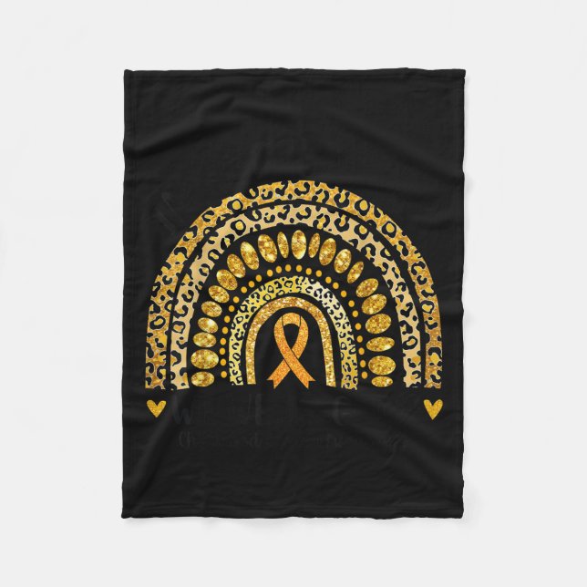 In September We Wear Gold Rainbow Childhood Cancer Fleece Blanket (Front)