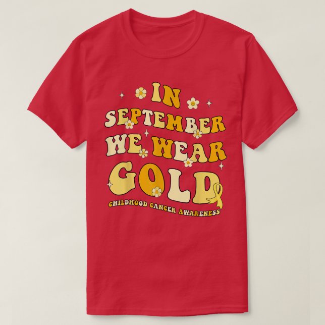 In September We Wear Gold Retro Childhood Cancer A T-Shirt (Design Front)