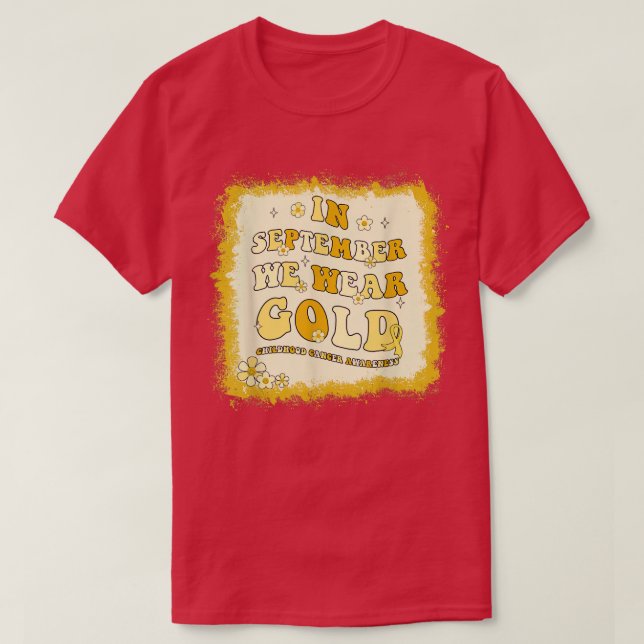 In September We Wear Gold Retro Childhood Cancer A T-Shirt (Design Front)