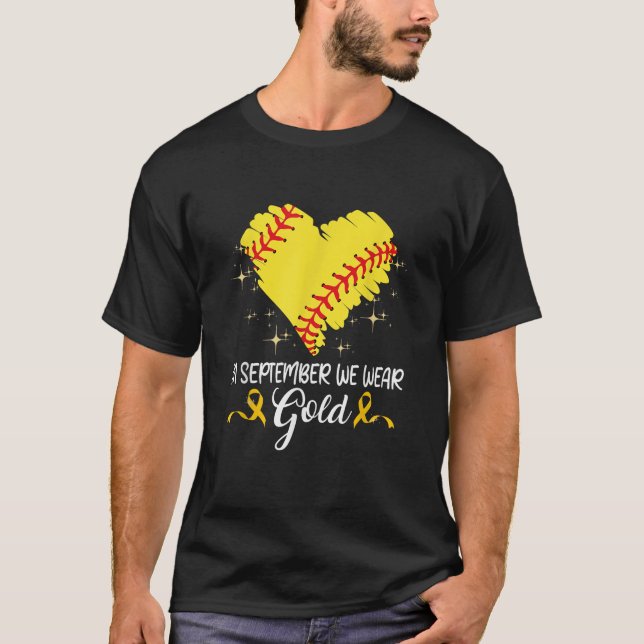 In September We Wear Gold Softball Childhood Cance T-Shirt (Front)