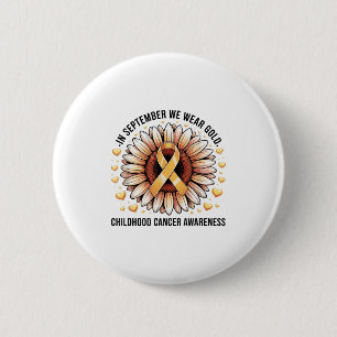 In September We Wear Gold Sunflower Childhood Awar 6 Cm Round Badge